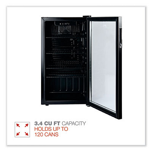 Alera 3.4 Cu Ft Beverage Cooler, Stainless Steel/Black (RFBC34)