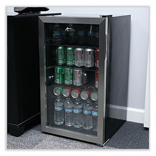 Alera 3.4 Cu Ft Beverage Cooler, Stainless Steel/Black (RFBC34)