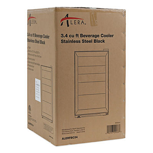 Alera 3.4 Cu Ft Beverage Cooler, Stainless Steel/Black (RFBC34)