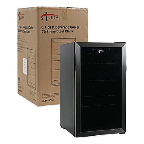 Alera 3.4 Cu Ft Beverage Cooler, Stainless Steel/Black (RFBC34)