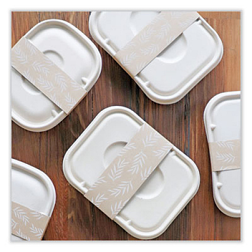 Fiber Container Sleeves, World Centric Leaf Design, 7.5 x 10 x 3.25, Natural, Paper, 800/Carton (SLPATR60)