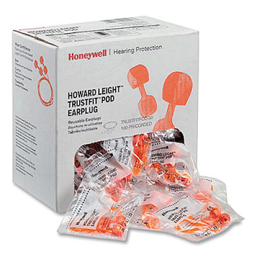 Howard Leight by Honeywell TrustFit Pod Corded Reusable Foam Earplugs, One Size Fits Most, 28 dB NRR, Orange, 1,000/Carton (TRSTFITPOD30)