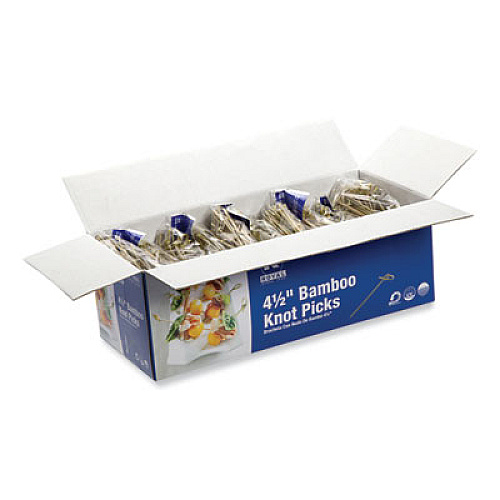 AmerCareRoyal Knotted Bamboo Pick, Paper, 4.5", Natural, 100/Pack, 10 Packs/Carton (R805)