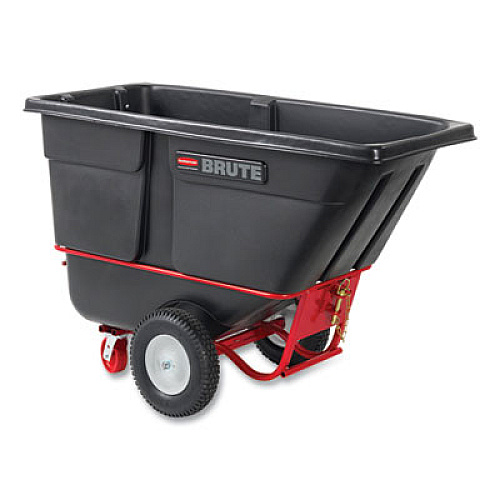 Rubbermaid Commercial 1.5 cu yd BRUTE Rotomolded Towable Tilt Truck, 2,100 lb Capacity, Black (102641BLA)