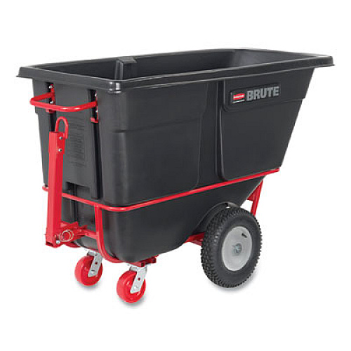 Rubbermaid Commercial 1.5 cu yd BRUTE Rotomolded Towable Tilt Truck, 2,100 lb Capacity, Black (102641BLA)