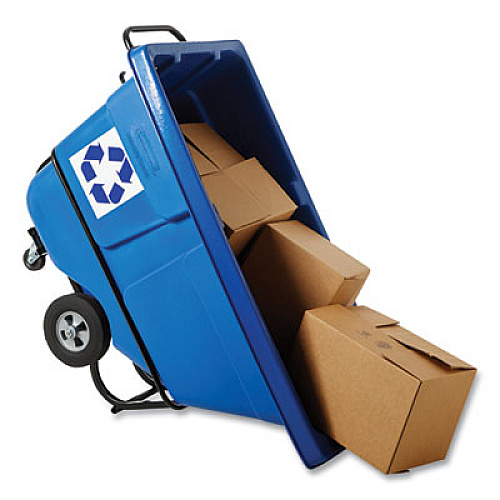 Rubbermaid Commercial BRUTE Rotomolded Recycling Tilt Truck, 101 gal, 850 lb Capacity, Plastic/Steel Frame, Blue (130573BLU)