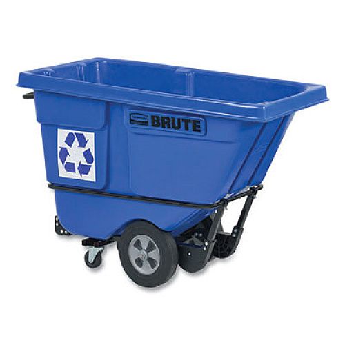 Rubbermaid Commercial BRUTE Rotomolded Recycling Tilt Truck, 101 gal, 850 lb Capacity, Plastic/Steel Frame, Blue (130573BLU)