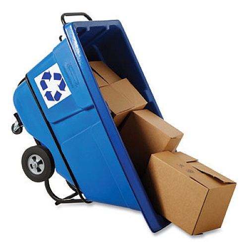 Rubbermaid Commercial BRUTE Rotomolded Recycling Tilt Truck, 1 cu yd, 1,250 lb Capacity, Plastic/Steel Frame, Blue (2089826)