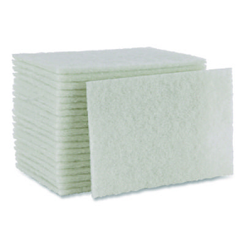 Boardwalk Light-Duty Scouring Pad, 6 x 9, White, 20/Carton (198)