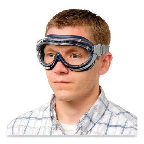 Honeywell Uvex Flex Seal OTG Goggles, Clear HydroShield Anti-Fog/Anti-Scratch Lens, Clear/Navy/Gray Frame (S3400HS)