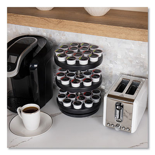 Mind Reader Anchor Collection 3-Tier Single Serve Pod Carousel Countertop Organizer, 9.5 x 9.5 x 11.75, Black (PODSUS45BLK)