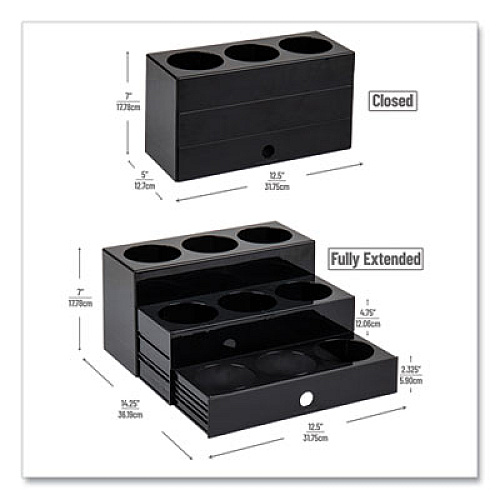 Mind Reader Foundation Collection 9-Compartment Nested Syrup Countertop Bottle Organizer, 12.5 x 5 x 7, Black (SYRUPH9BLK)