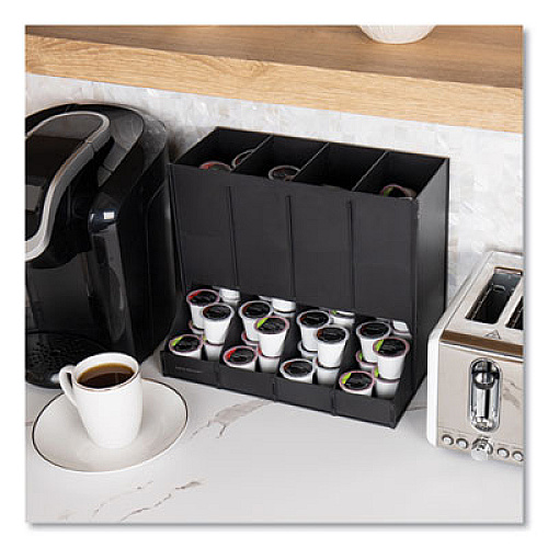 Mind Reader Anchor Collection 4-Compartment Single Serve Pod Countertop Dispenser, 14.25 x 9 x 12.15, Black (CPODBKBLK)