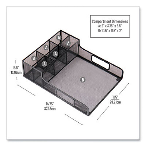 Mind Reader Network Collection Utensil, Napkin and Plate Countertop Organizer, 11.5 x 14.75 x 5.5, Metal, Black (PSNAMESHBLK)