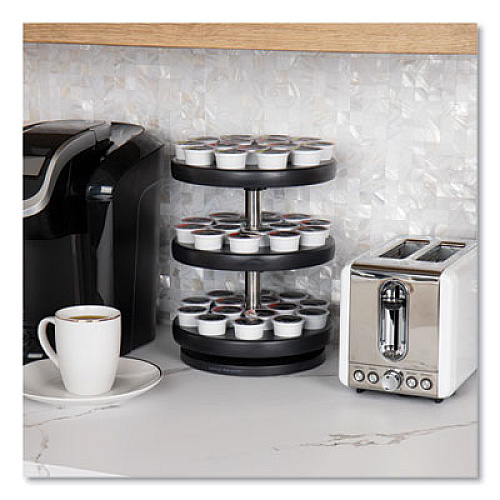 Mind Reader Anchor Collection 3-Tier Single Serve Pod Carousel Countertop Organizer, 9.5 x 9.5 x 11.75, Black (PODSUS45BLK)