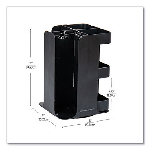 Mind Reader Anchor Collection 8-Compartment Coffee Cup, Lid, and Condiment Carousel Countertop Organizer, 8 x 8 x 12, Black (CUPOSPINBLK)