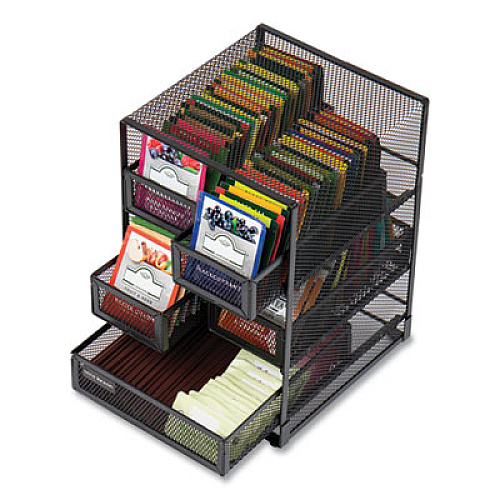 Mind Reader Network Collection 5-Compartment Tea Countertop Organizer, 6.75 x 7 x 10, Black (MMTDR5BLK)