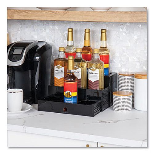 Mind Reader Foundation Collection 9-Compartment Nested Syrup Countertop Bottle Organizer, 12.5 x 5 x 7, Black (SYRUPH9BLK)