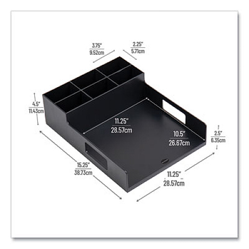 Mind Reader Network Collection Utensil, Napkin and Plate Countertop Organizer, 15.2 x 11.5 x 4.45, Plastic, Black (PSNAPUTBLK)