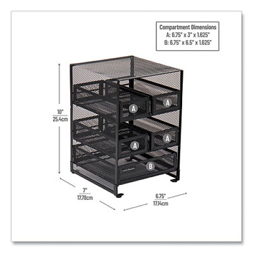 Mind Reader Network Collection 5-Compartment Tea Countertop Organizer, 6.75 x 7 x 10, Black (MMTDR5BLK)