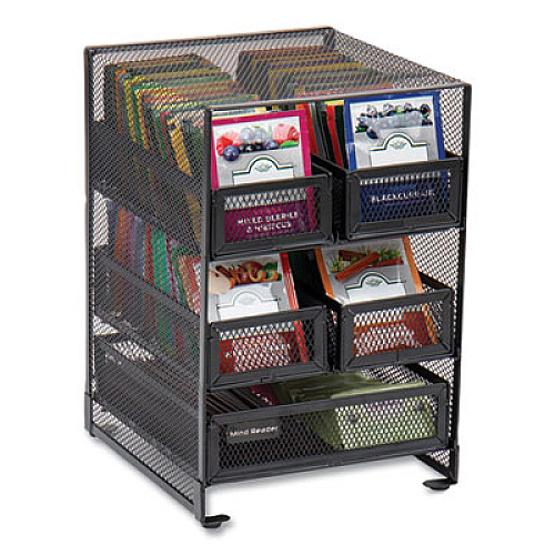 Mind Reader Network Collection 5-Compartment Tea Countertop Organizer, 6.75 x 7 x 10, Black (MMTDR5BLK)
