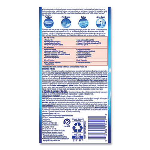 LYSOL Brand Disinfectant Spray II Pet Odor Eliminator, Fresh, 15 oz Aerosol Spray, 12/Carton (99804CT)