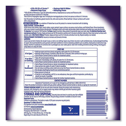 LYSOL Brand Mold and Mildew Remover with Bleach, 32 oz Spray Bottle, 12/Carton (78915)