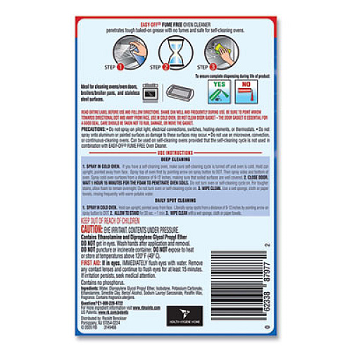 EASY-OFF Fume-Free Oven Cleaner, Lemon Scent 14.5 oz Aerosol Spray, 12/Carton (87977CT)