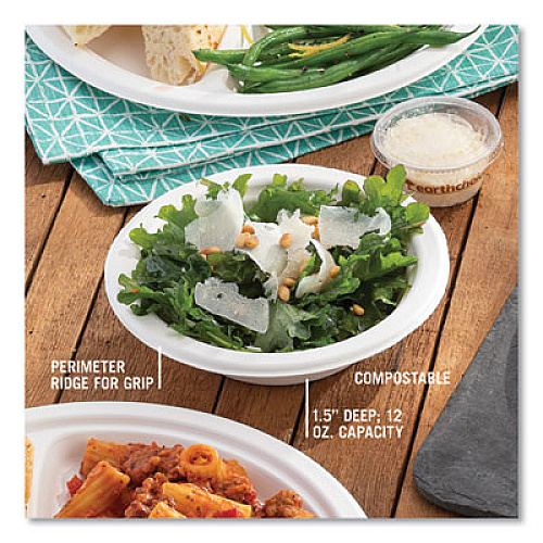 Pactiv Evergreen EarthChoice PFAS Free Compostable Dinnerware, Bowl, Sugarcane, 12 oz, Natural, 1,000/Carton (MC50012PFREE)