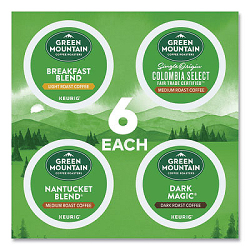 Green Mountain Coffee Regular Variety Pack Coffee K-Cups, Assorted Flavors, 24/Box (9974)