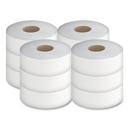 GEN JRT Jumbo Bath Tissue, Septic Safe, 2-Ply, 3.5" x 750 ft, White, 12 Rolls/Carton (JRT2PLY)
