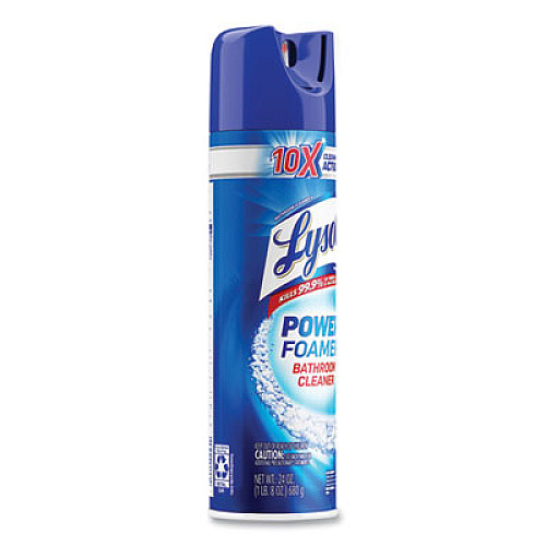 LYSOL Brand Power Foam Bathroom Cleaner, 24 oz Aerosol Spray, 12/Carton (02569CT)
