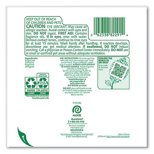 Air Wick Scented Oil Twin Refill, Fresh Linen, 0.67 oz, 2/Pack, 6/Carton (82291)
