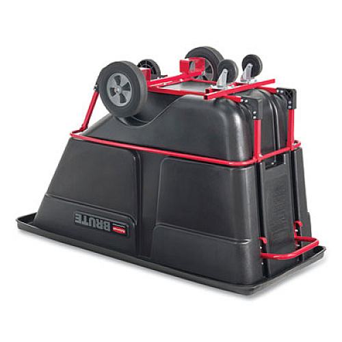 Rubbermaid Commercial 1 cu yd BRUTE Forkliftable Rotomolded Tilt Truck, Standard Duty, 1,250 lb Capacity, Black/Red (131542BLA)