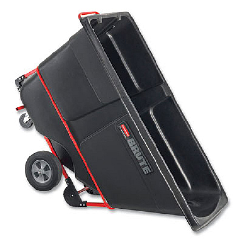 Rubbermaid Commercial 1 cu yd BRUTE Forkliftable Rotomolded Tilt Truck, Standard Duty, 1,250 lb Capacity, Black/Red (131542BLA)