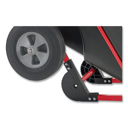Rubbermaid Commercial 1 cu yd BRUTE Forkliftable Rotomolded Tilt Truck, Standard Duty, 1,250 lb Capacity, Black/Red (131542BLA)