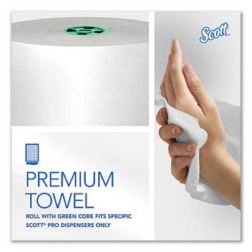 Pro Hard Roll Paper Towels with Absorbency Pockets for Scott Pro Dispenser, Green Core Only, 1-Ply, 7.5" x 900 ft,6 Rolls/CT (43961)