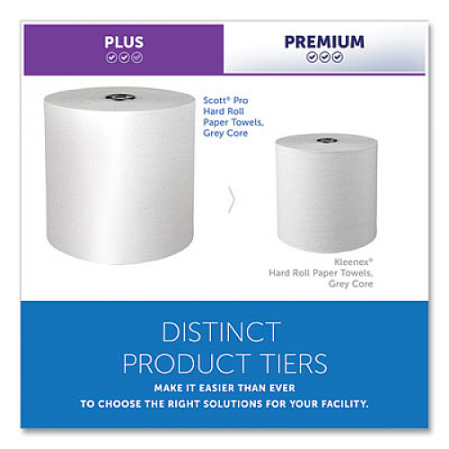 Pro Hard Roll Paper Towels with Absorbency Pockets for Scott Pro Dispenser, Gray Core Only, 1-Ply, 7.5" x 900 ft, 6 Rolls/CT (43960)