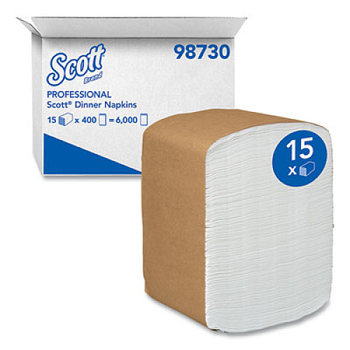 Scott Full-Fold Dispenser Napkins, 1-Ply, 12 x 17, White, 400/Pack, 15 Packs/Carton (98730)