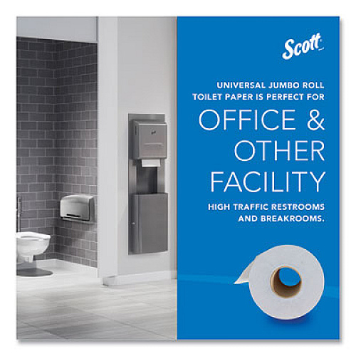 Scott Essential 100% Recycled Fiber JRT Bathroom Tissue for Business, Septic Safe, 2-Ply, 3.55" x 1,000 ft, White, 12 Rolls/Carton (67805)