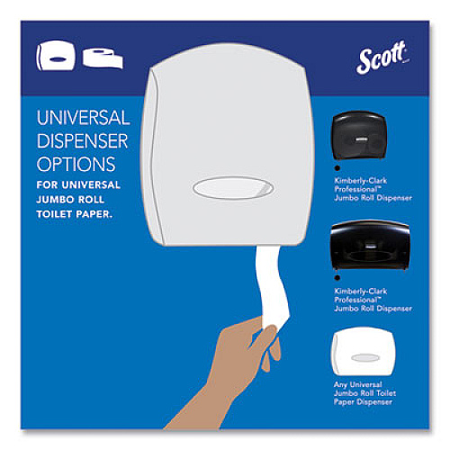 Scott Essential 100% Recycled Fiber JRT Bathroom Tissue for Business, Septic Safe, 2-Ply, 3.55" x 1,000 ft, White, 12 Rolls/Carton (67805)