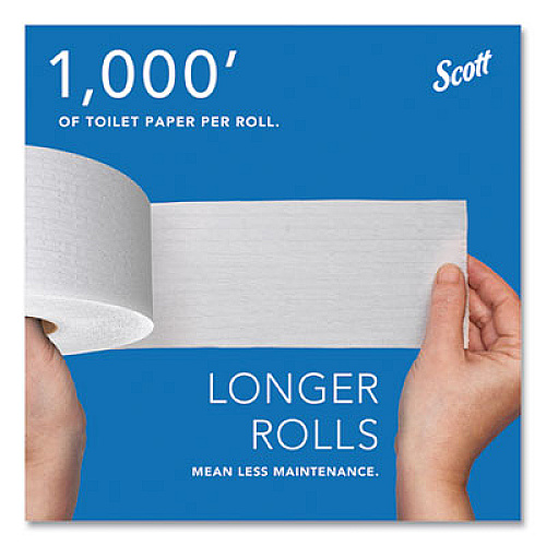 Scott Essential 100% Recycled Fiber JRT Bathroom Tissue for Business, Septic Safe, 2-Ply, 3.55" x 1,000 ft, White, 12 Rolls/Carton (67805)