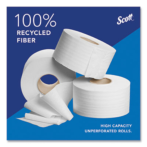Scott Essential 100% Recycled Fiber JRT Bathroom Tissue for Business, Septic Safe, 2-Ply, 3.55" x 1,000 ft, White, 12 Rolls/Carton (67805)