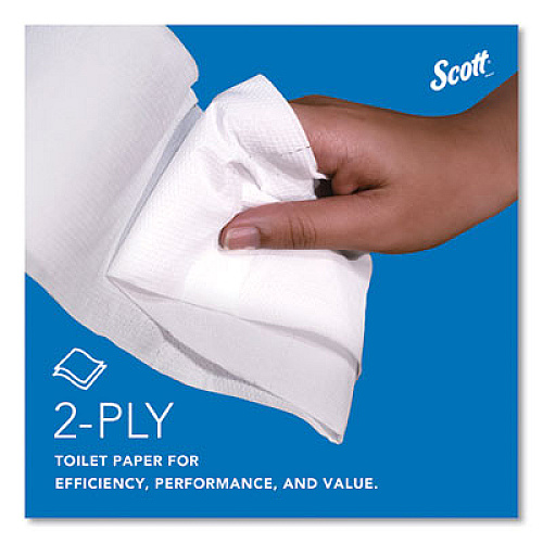 Scott Essential 100% Recycled Fiber JRT Bathroom Tissue for Business, Septic Safe, 2-Ply, 3.55" x 1,000 ft, White, 12 Rolls/Carton (67805)