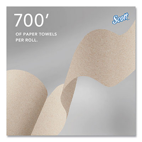 Scott Essential 100% Recycled Fiber Hard Roll Towel, 1-Ply, 8" x 700 ft, 1.5" Core, Brown, 6 Rolls/Carton (54038)