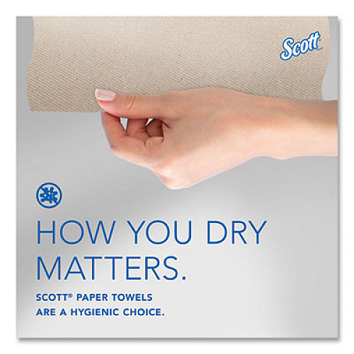Scott Essential 100% Recycled Fiber Hard Roll Towel, 1-Ply, 8" x 700 ft, 1.5" Core, Brown, 6 Rolls/Carton (54038)