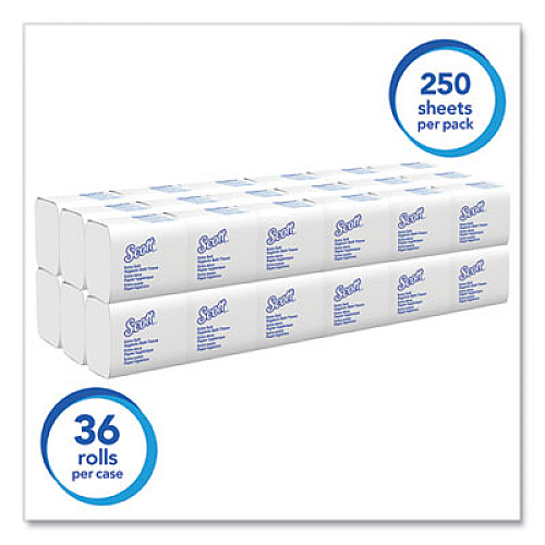 Scott Hygienic Bath Tissue, Septic Safe, 2-Ply, White, 250 Sheets/Pack, 36 Packs/Carton (48280)