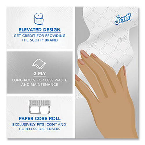 Scott Pro Small Core High Capacity/SRB Bath Tissue, Septic Safe, 2-Ply, White, 1,100 Sheets/Roll, 36 Rolls/Carton (47305)