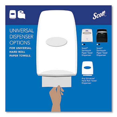 Scott Essential High Capacity Hard Roll Towels for Business, 1-Ply, 8" x 1,000 ft, 1.5" Core, Recycled, White, 6 Rolls/Carton (01005)