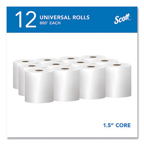 Scott Essential Hard Roll Towels for Business, Absorbency Pockets, 1-Ply, 8" x 800 ft, 1.5" Core, White, 12 Rolls/Carton (01040)